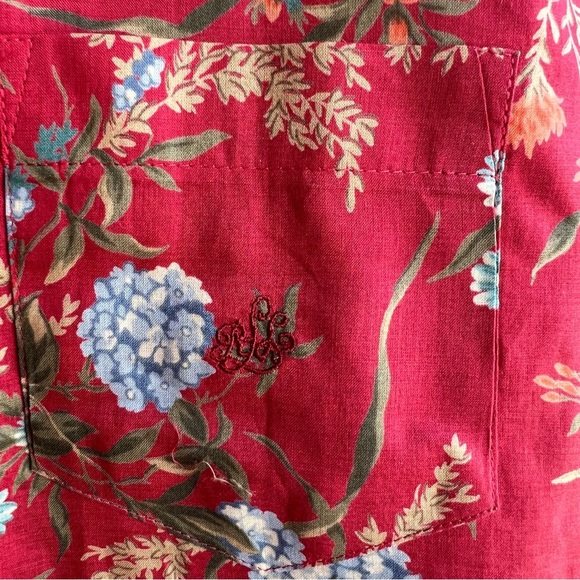 Lauren Ralph Lauren Floral Button Down Shirt - Size M Cotton Lightweight Preppy - Picture 2 of 7